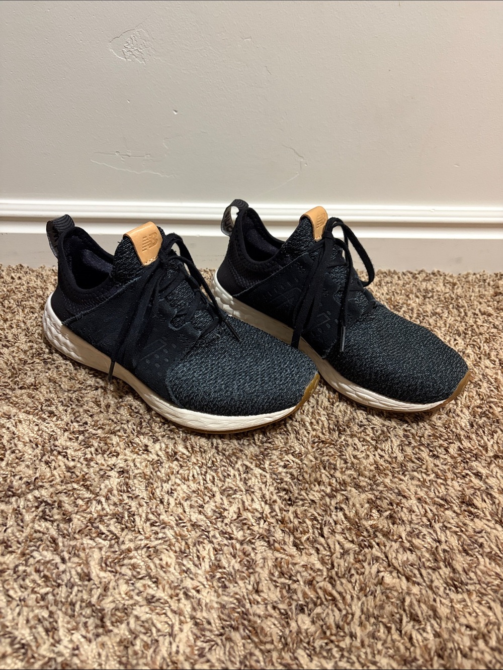 New Balance Women's Black Athletic Sneakers with Tan Accents